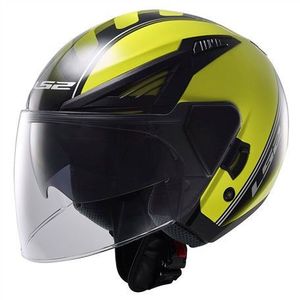 Moto - ATV Open Face Helmet LS2 OF586 BISHOP ATOM Hi-Vis Yellow-Black