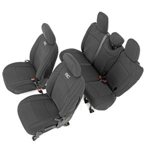 Seat Cover Set Black with rear armrest Neoprene Rough Country - Jeep Wrangler JL 4 Doors
